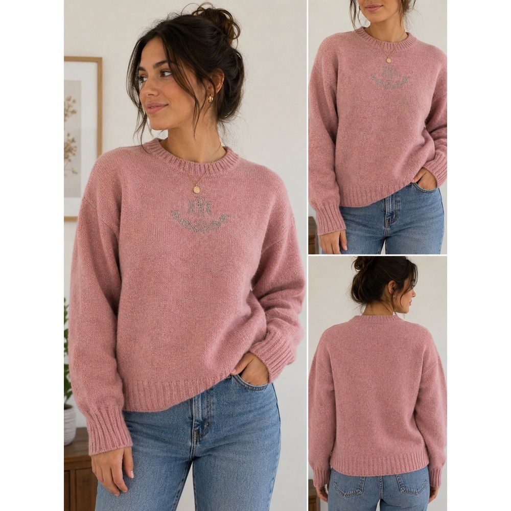 Vintage Fall River Knitting Mills Pink Shetland Wool Sweater Women's 18 Made USA
